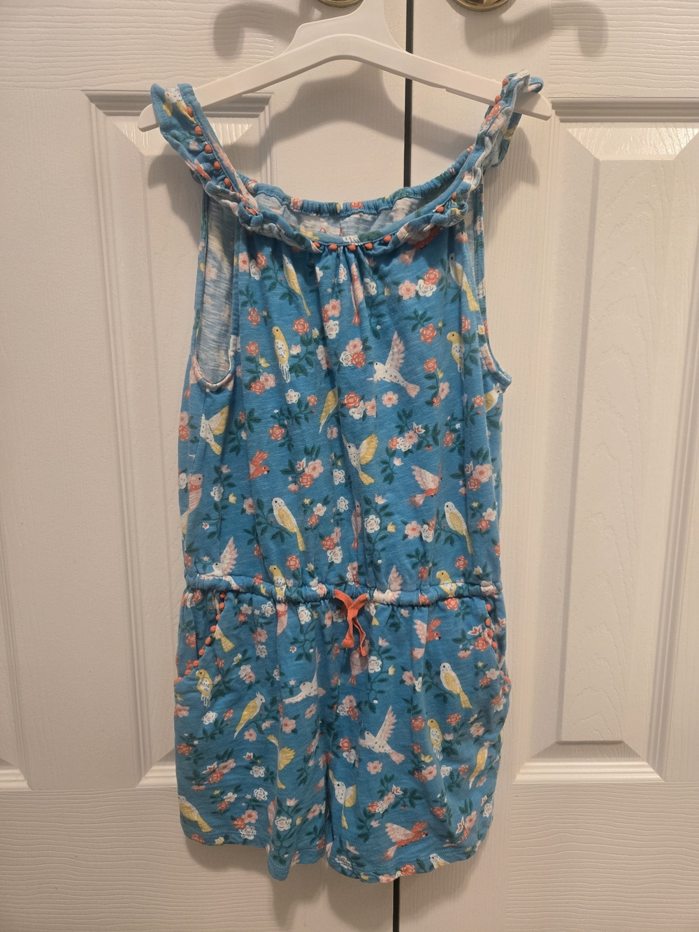 Boden Teal Bird & Floral Print Girls' Romper